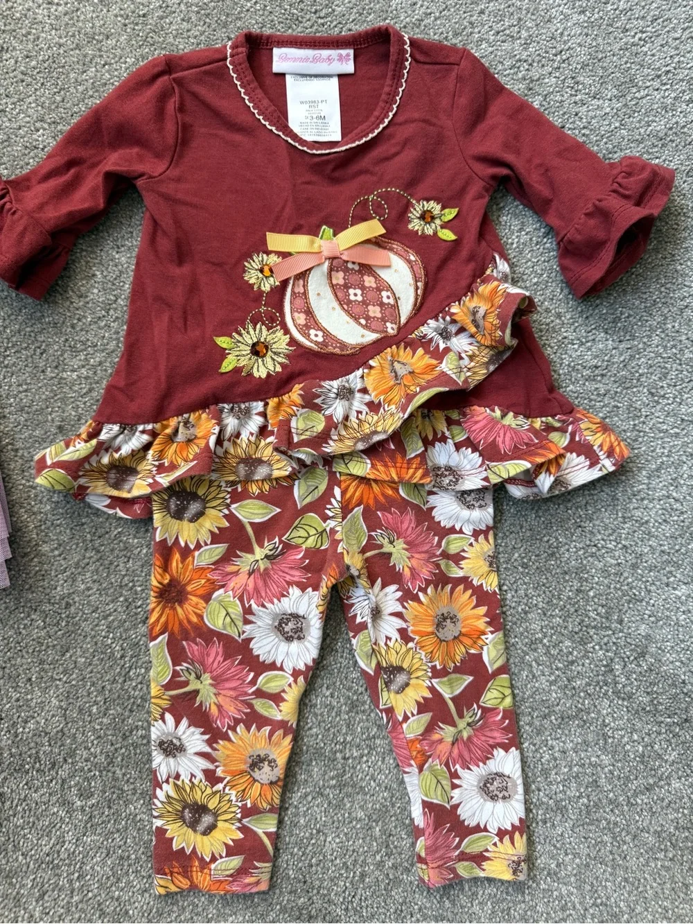 Halloween / Fall.   Size 3M - 6M.  Fall outfit and black cat purple dress.